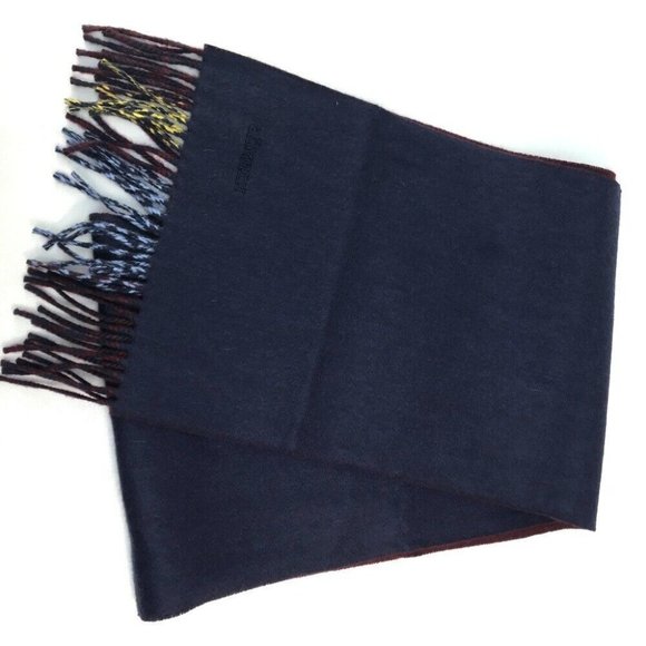 HERMES Alternate stripe With fringe Scarf Cashmere Multicolore/navy - Picture 4 of 7